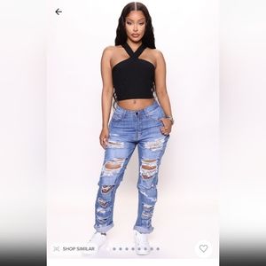FashionNova No Sensor Distressed Jeans